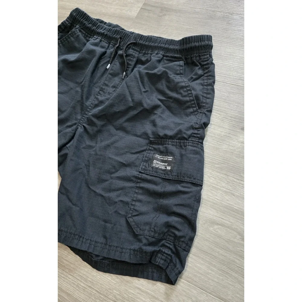 Vintage Y2K Southpole Black Ripstop Cargo Shorts Drawstring Men's Size Small